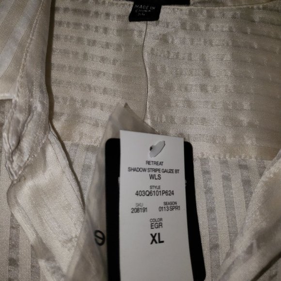 BEBE SHADOW STRIPE SILK DRESS SHIRT - Picture 2 of 6